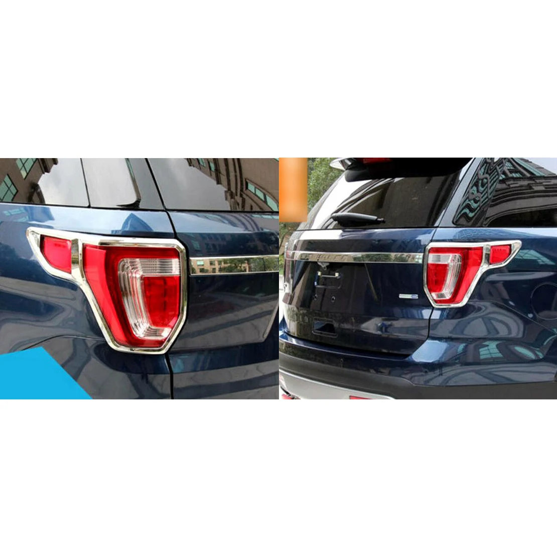 New 1 Pair Car Chrome Style Rear Tail Light Lamp Cover Trim Frame Decoration Fit For Ford Explorer 2016 2017 2018