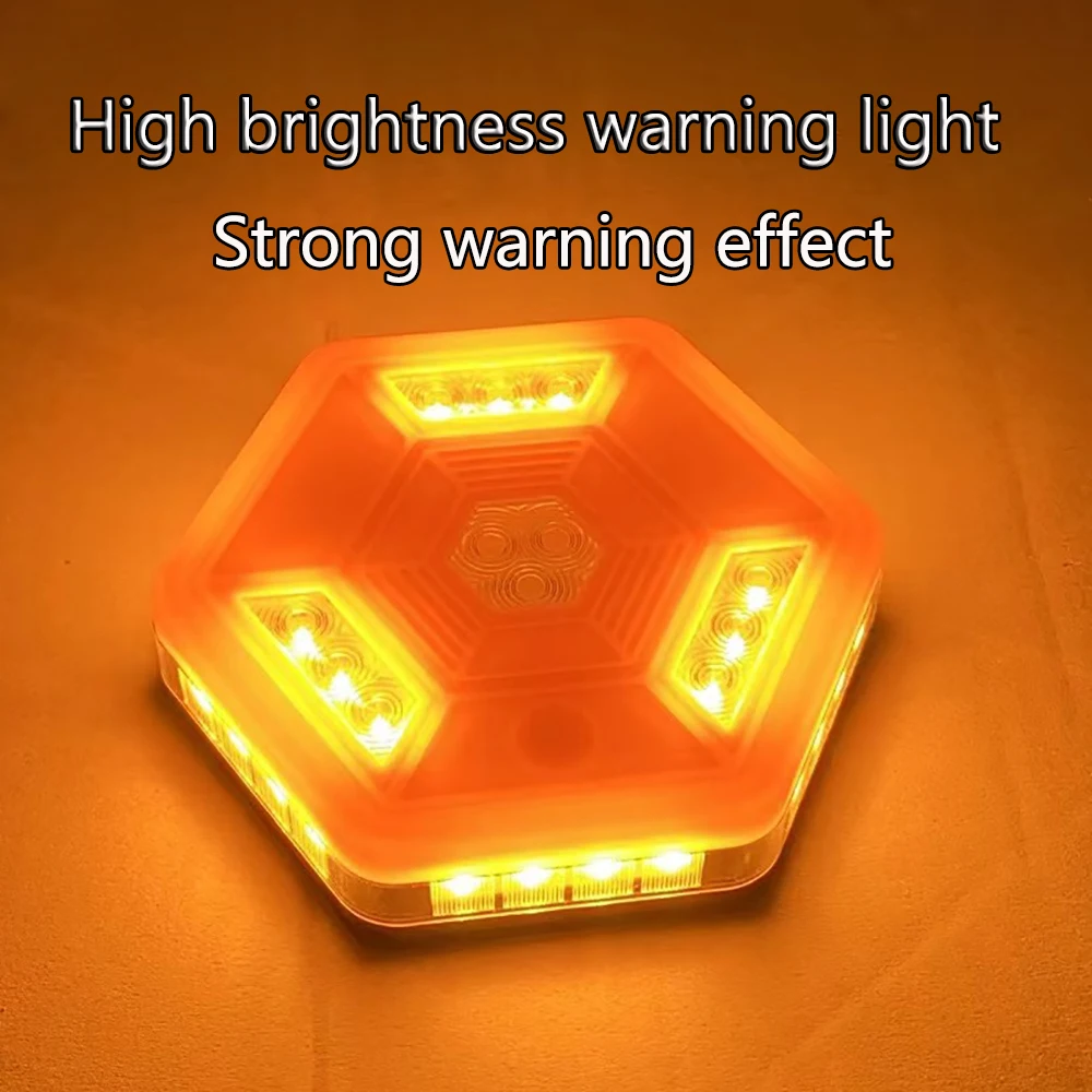 Car Rotating LED Magnetic Warning Light Flashing Rechargeable Yellow White Traffic Safety Flash Auto Safety Signal Light Toola