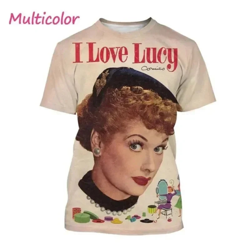 Comedian I Love Lucy 3D Printed T-Shirt Men's Hip Hop Harajuku Street Casual Sports Round Neck Short Sleeve Tops