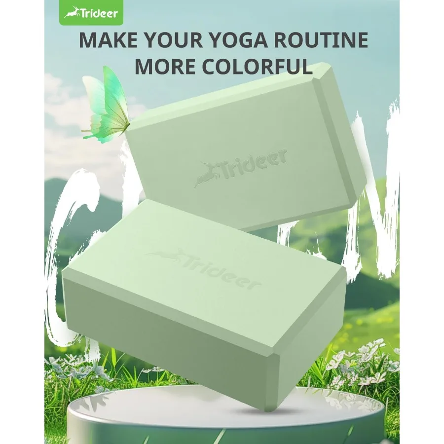Trideer Yoga Blocks Lot de 2 blocs en mousse souple antidérapante avec bords biseautés pour l'alignement et l'étirement dans le yoga, le Pilates et la danse S