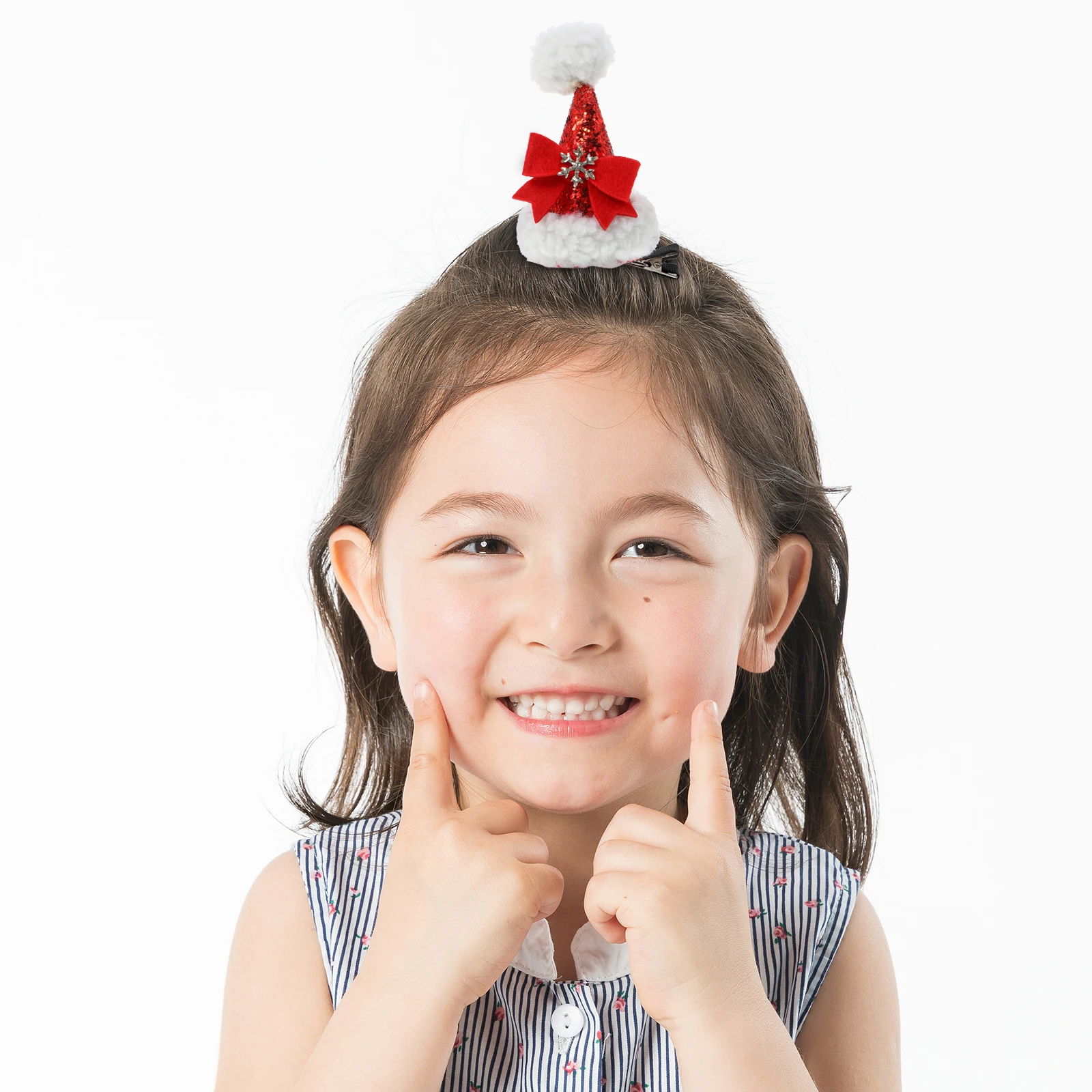 

6pcs Christmas Hat Hair Clips Shiny Sequin Duckbill Barrettes For Holiday Party Wedding Xmas Decor Hair Accessories