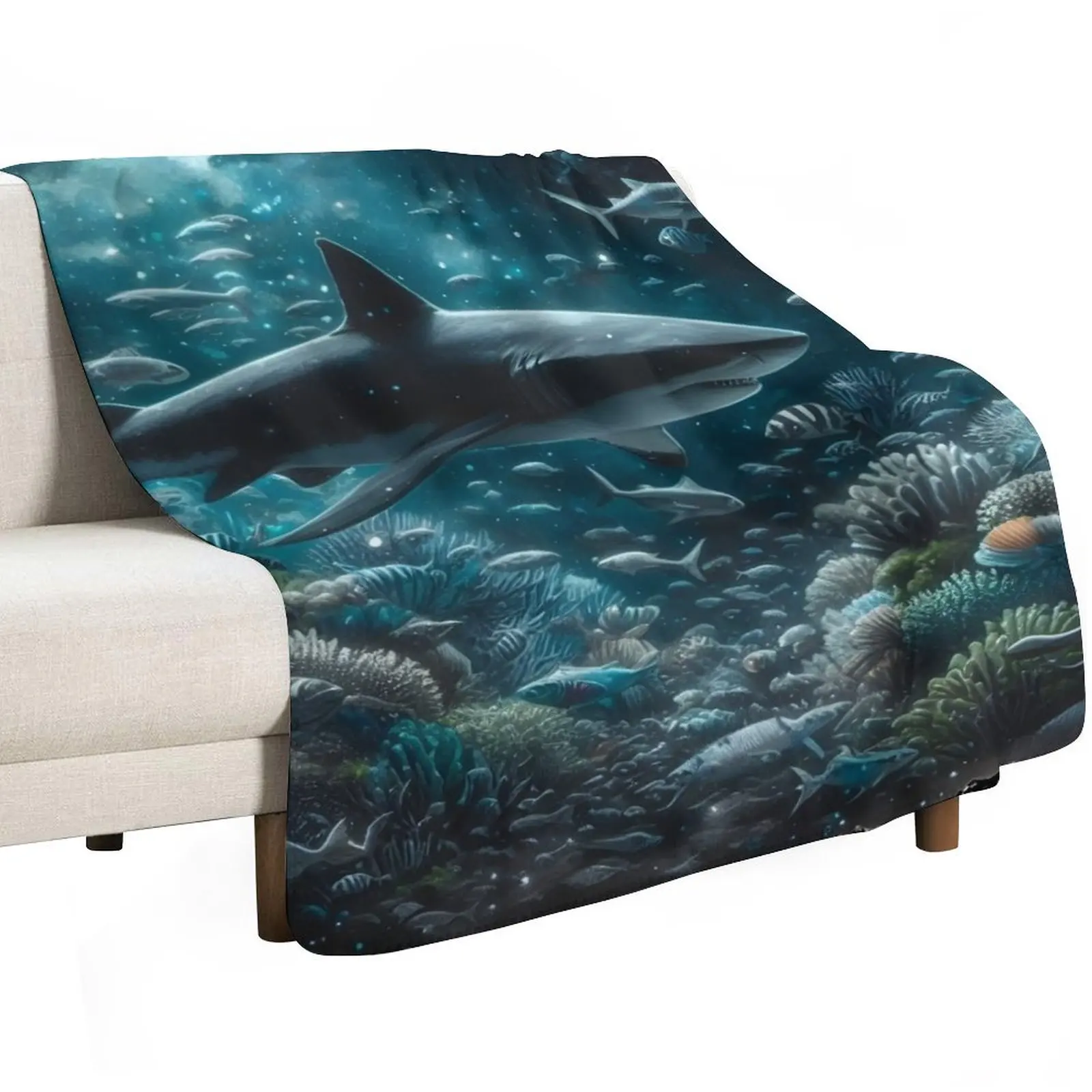 Great shark Throw Blanket Luxury St Multi-Purpose Sofa Travel Hairys Heavy Blankets