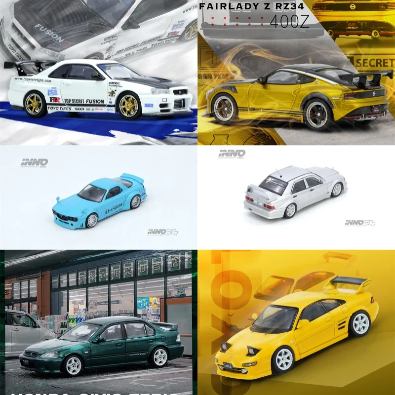 

[Предпродажа] INNO 1:64 TOP SECRET R34 FAIRLADY Z RZ34 PANDEM ROCKET BUNNY RX7 FD3S 190E Ferio Si EK MR2 Литая под давлением модель автомобиля