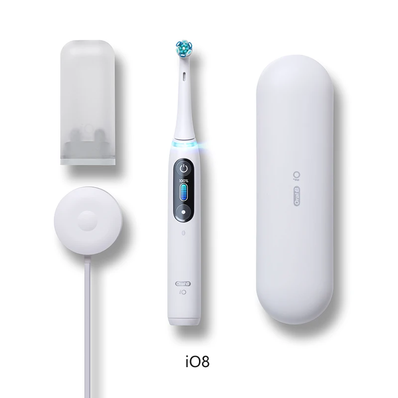 Oral B iO8 iO9 Smart Pressure Sensor Electric Toothbrush 7Modes Selection APPDetectable Includes Charging Travel Case Free Brush