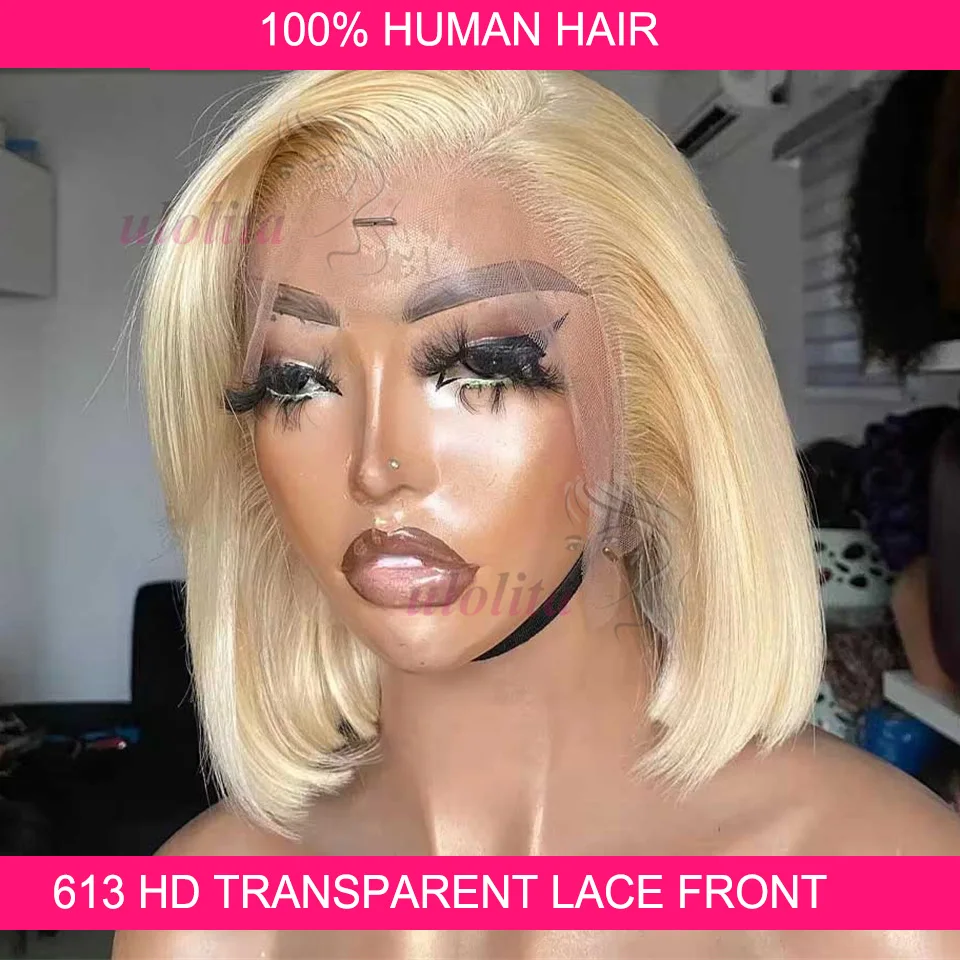 

613 Blonde Bob Wigs Lace Front Human Hair Wig 13x4 Hd Lace Frontal Wig Peruvian Bone Straight Colored Human Hair Wigs for Women