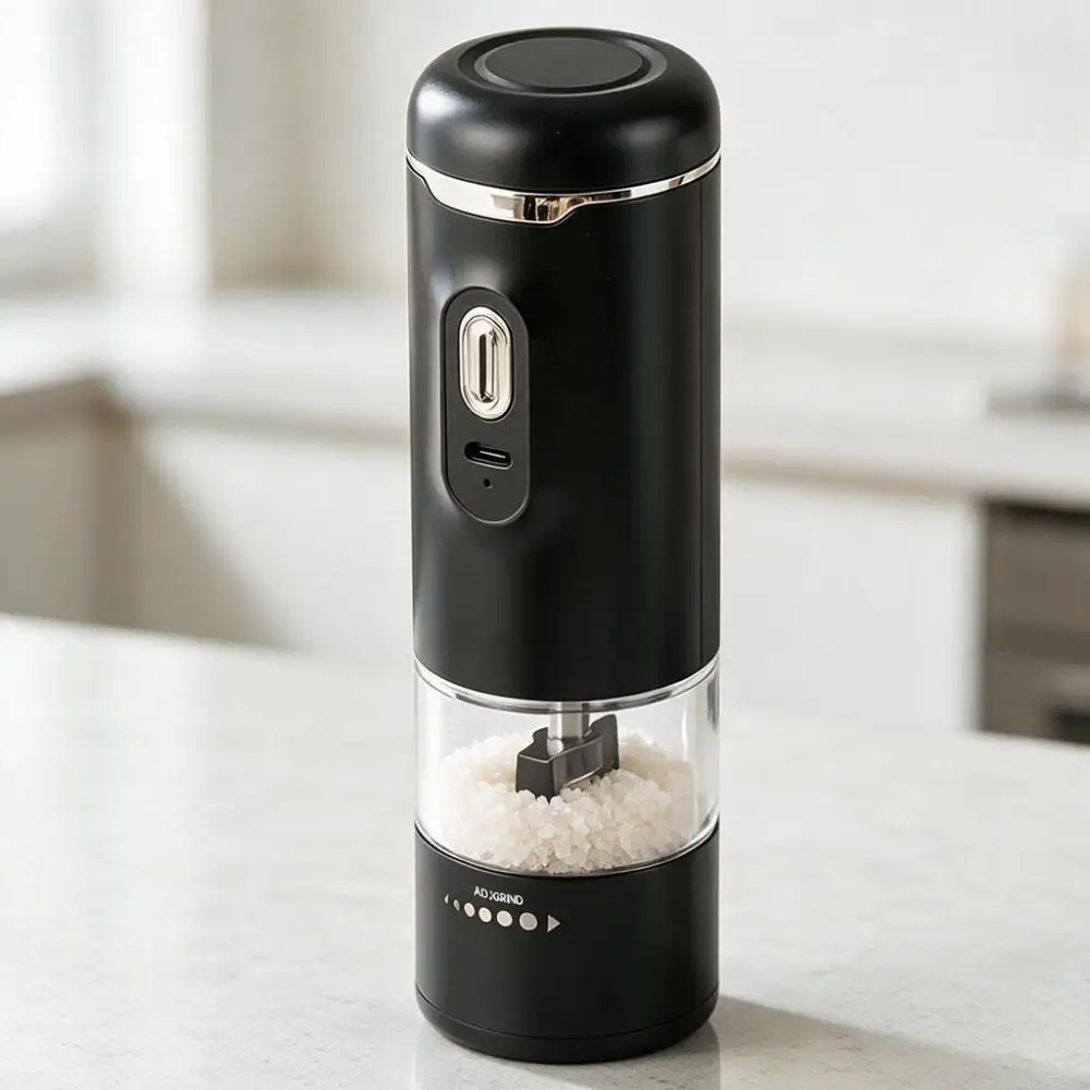 Wireless Electric Salt and Pepper Grinder Adjustable Burr USB Charging Automatic Kitchen Pepper Mills One-handed Operated