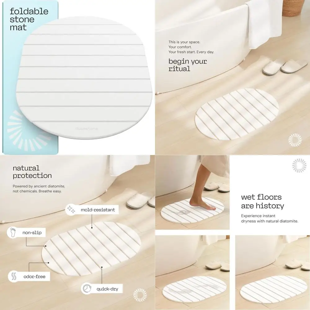 

Large 24x15 Natural Diatomaceous Earth Bath Mat - Absorbent, Fast-Drying Stone Mat for Bathroom Floor - Milk Color