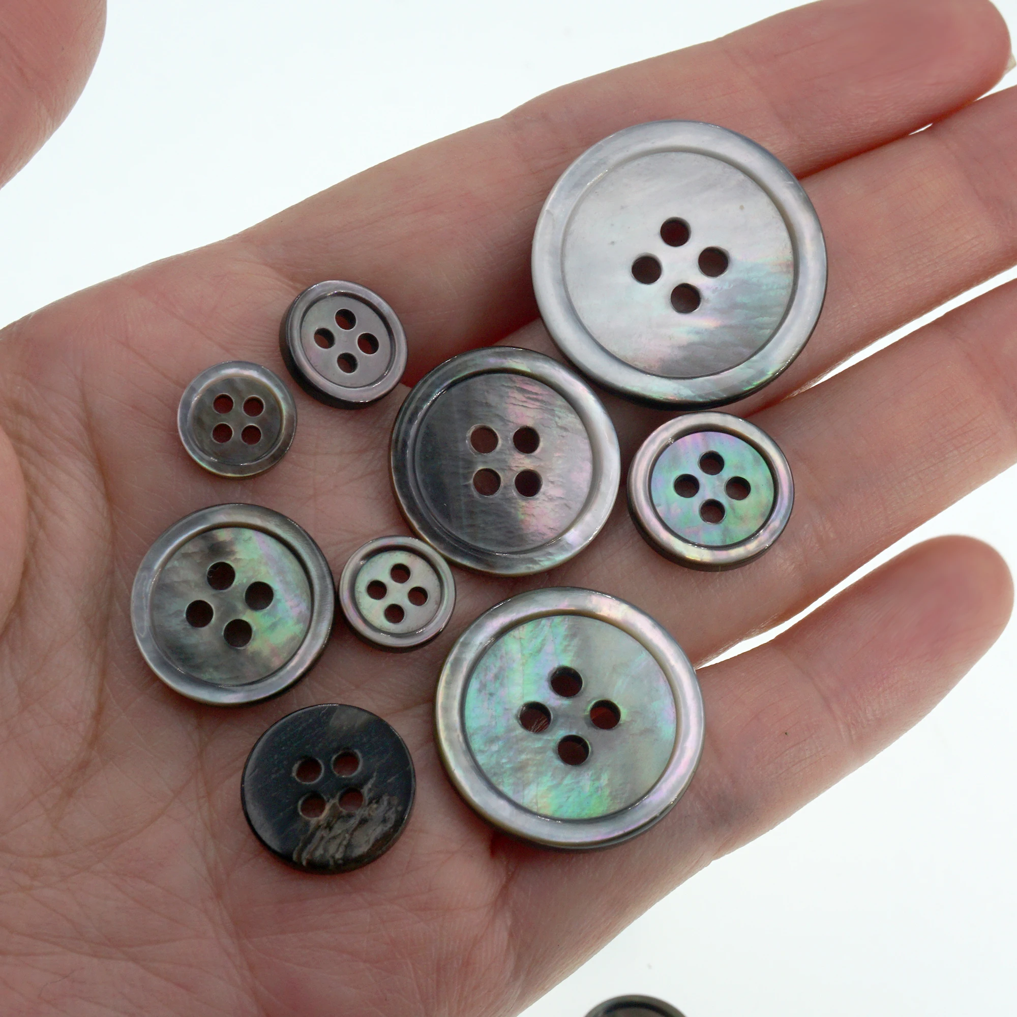Grey Classic Ring Edge Natural Shell Button Suit Button 4 Holes Shirt Accessories