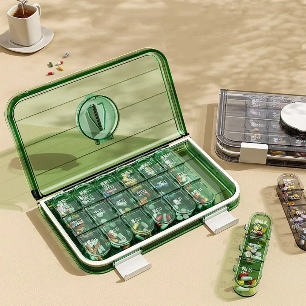 

Large Capacity Pill Cutter Box Moisture Resistant Three Times Day Drug Dispensing Case Waterproof Seven Days Week