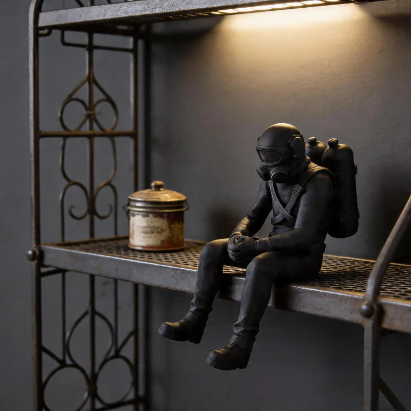 Nautical Deep Sea Diver Figurine Seated Scuba 3D Printed Diver Home Desk Statue Handicraft Ornament Ocean Theme Home Decor Gifts