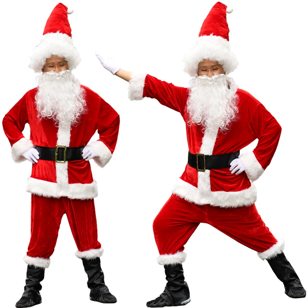 Men  Family Costume Santa Claus Costume  Deluxe  Christmas Party Adult Christmas cosplay costume