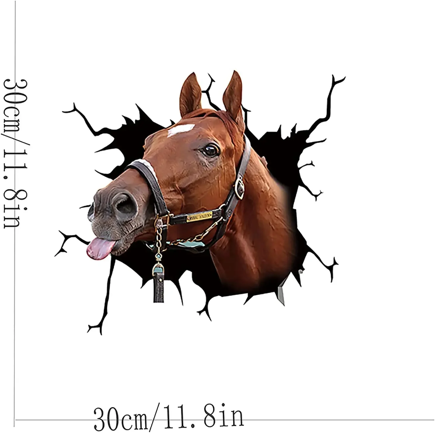 Horse Crack Car Sticker,3D Simulation Pet Stickers, Funny Removable Art Decals Decoration for Indoor Outdoor Wall Paste