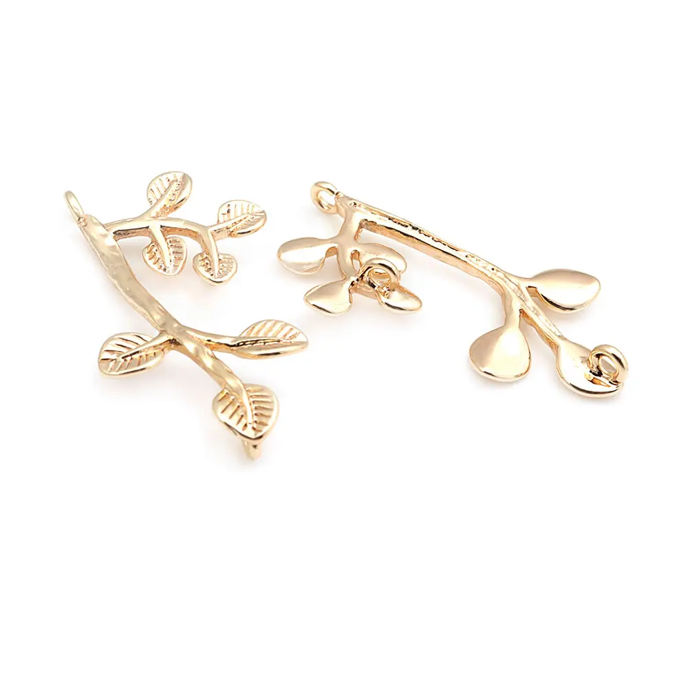 18K Gold Color Brass Tree Leaf Leaves Charms Pendants High Quality Diy Jewelry Making Necklace Earrings Accessories for Women