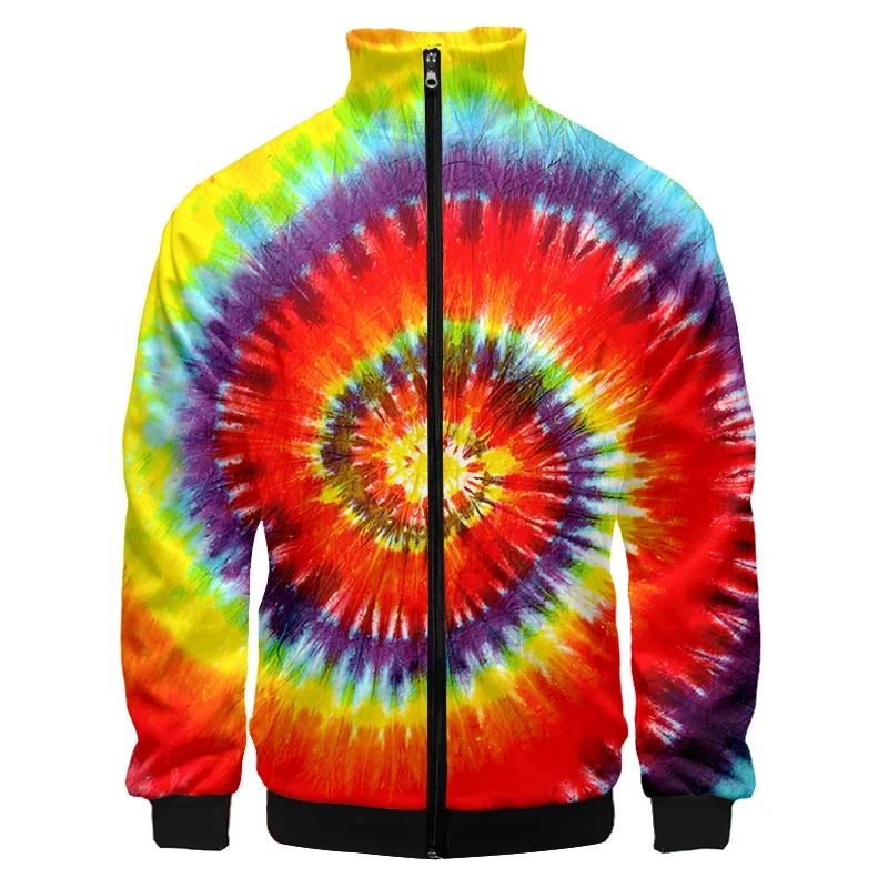 Giubbotto Bomber da uomo Casual stampa 3D giacca colorata con vernice Splash manica lunga cappotto con cerniera felpa Tie Dye Plus Size tute