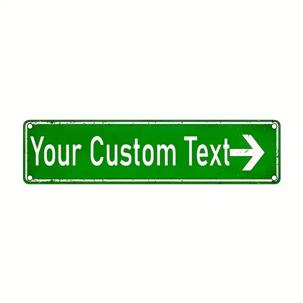 Custom Text Green Right Arrow Aluminum Plaque 40×10cm Waterproof Direction Wall Sign 1pc Only Decoration