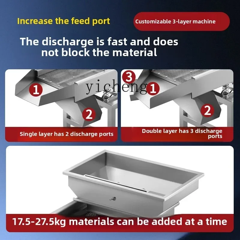 Tela vibratória linear de aço inoxidável, pequena máquina de triagem de sementes de melão, tela vibratória elétrica multifuncional para chá