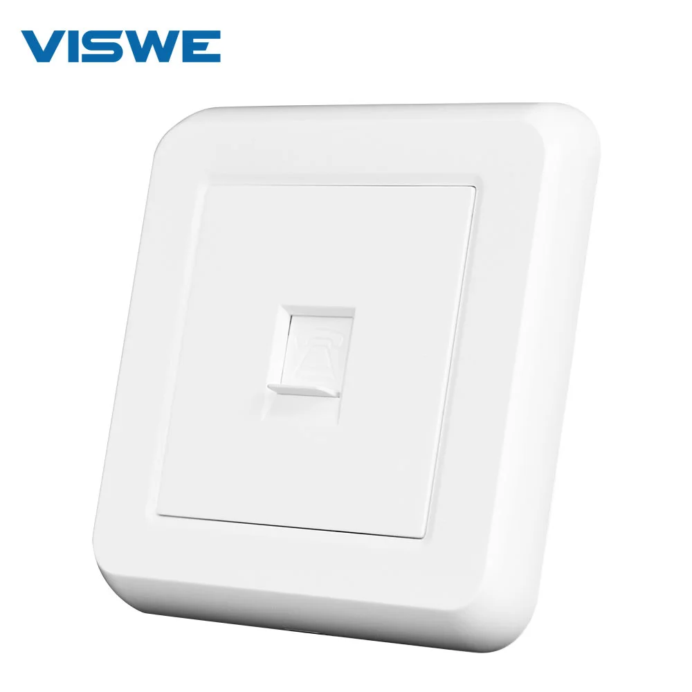 VISWE RJ11 Telephone Wall Socket EU Standard Phone Jack Plug, PC Flame Retardant Panel 82*82mm