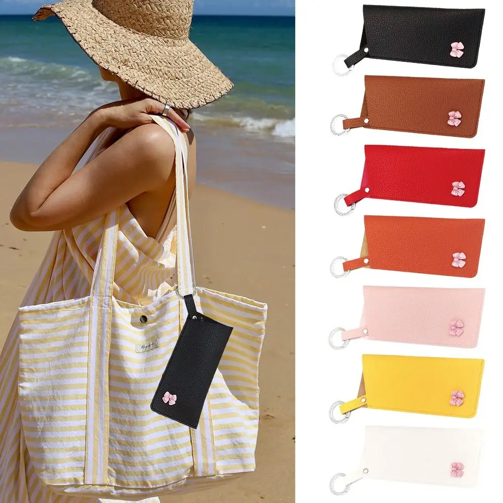

PU Leather Sunglasses Storage Bag Solid Color with Keyring Hanging Sunglasses Portable Durable Sunglasses Pouch