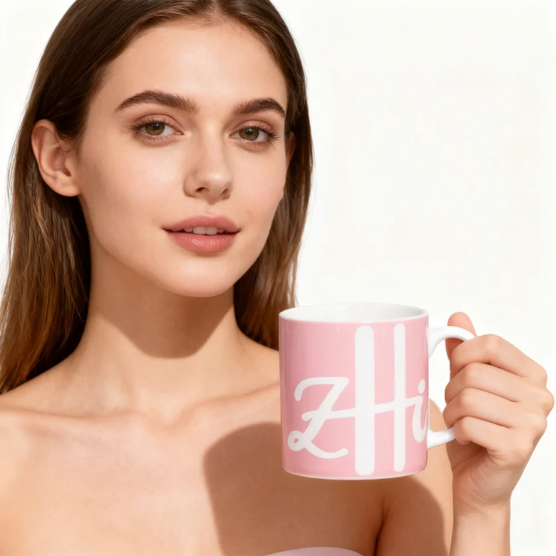

Модная розовая керамическая кружка с художественным белым дизайном, посуда премиум-класса для дома и офиса, уникальный подарок для друзей