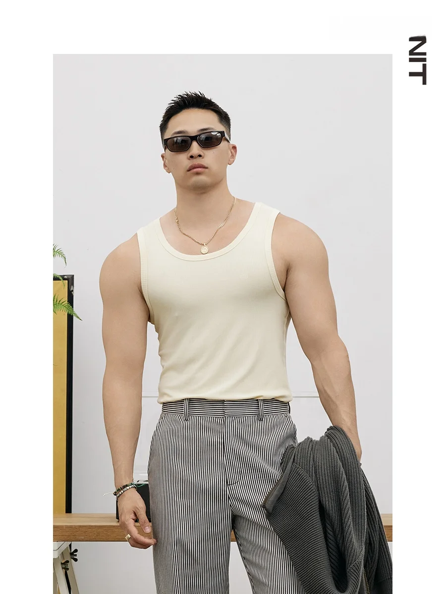 

Basic Unit Men's Fitn Tank Top Elastic Qui Dry Slimming Sport Vest Youth Trendy Autumn Winter Sportswear Dry Moisture Wi...