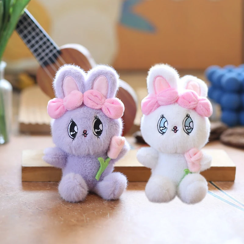 Porte-clés lapin en peluche pour enfants, jouet en peluche mignon, lapin Esther, pendentif de sac, joli cadeau d'anniversaire pour fille, doux