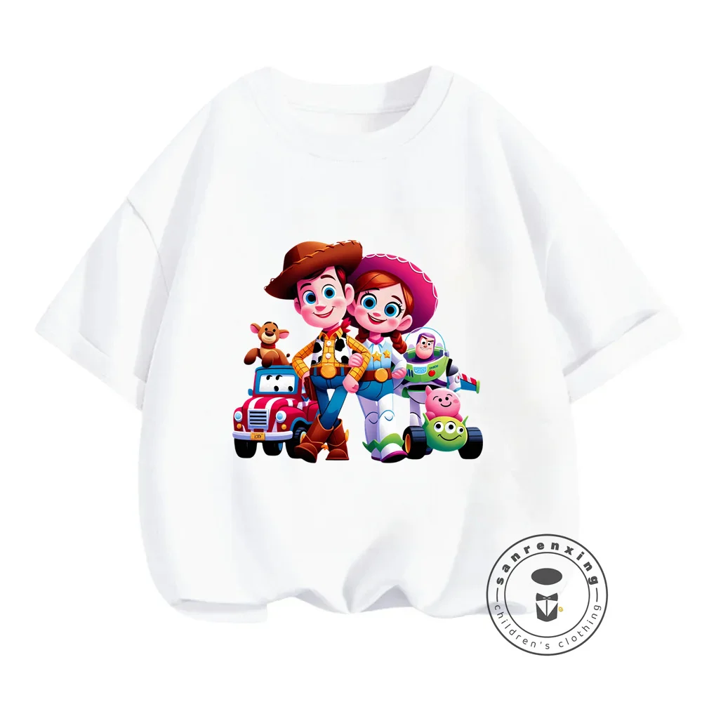 Disney Toy Story T-Shirts Simplistic Solid Colors with Unique Printed Patterns Fashion Soft Fit for Everyday Wear for Boys Girls