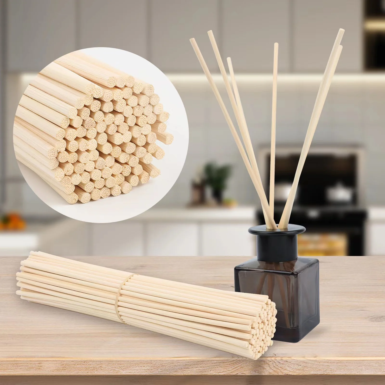 100PCS 3/4/5MMx15/22/25/30/40CM Reed Diffuser Replacement Sticks Home Decor Extra Thick Rattan Reed Oil Diffuser Refill Sticks