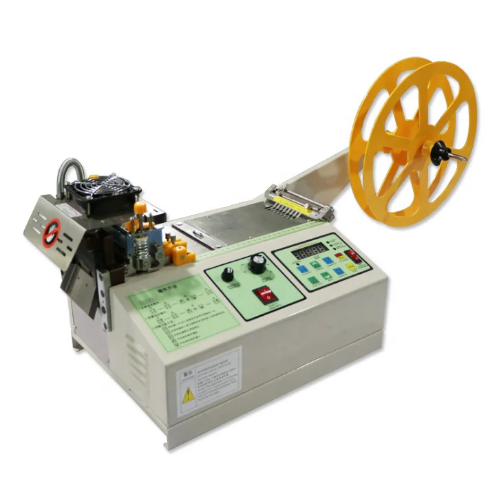 Automatic Elastic Label Stain Tape Ribbon Cutter Machine Angle Fabric Cloth Nylon Roll Pvc Polyester Webbing Strap Belt Cutting