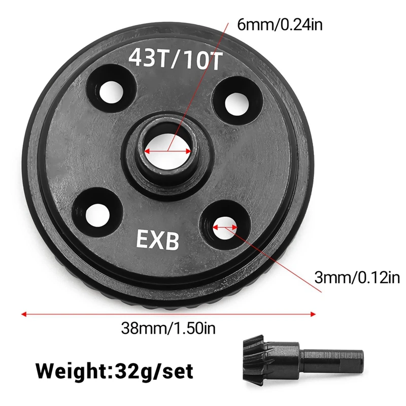 43T Differential Gear 10T Large Bevel Gear for 1/7MOJAVE 1/8KRATON EXB ARA310980 Metal Upgrade Parts Kit-A63M image 6