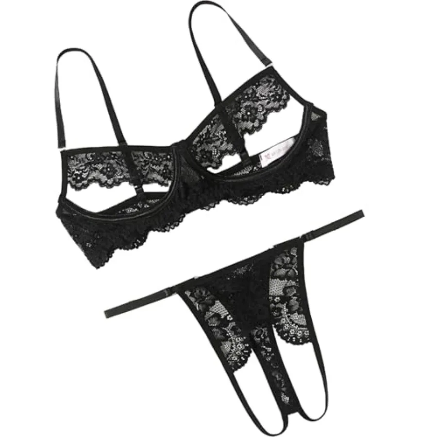 

Avidlove Sexy Floral Lace Cutout Lingerie Set for Women Bra Panty 2 Pcs Sheer Lingerie Set Outfits