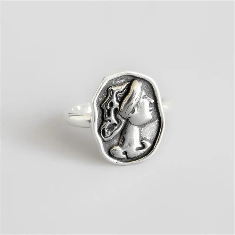 

Новое поступление, креативные ювелирные изделия из стерлингового серебра 925 пробы с тиснением, литературные открывающиеся кольца R340