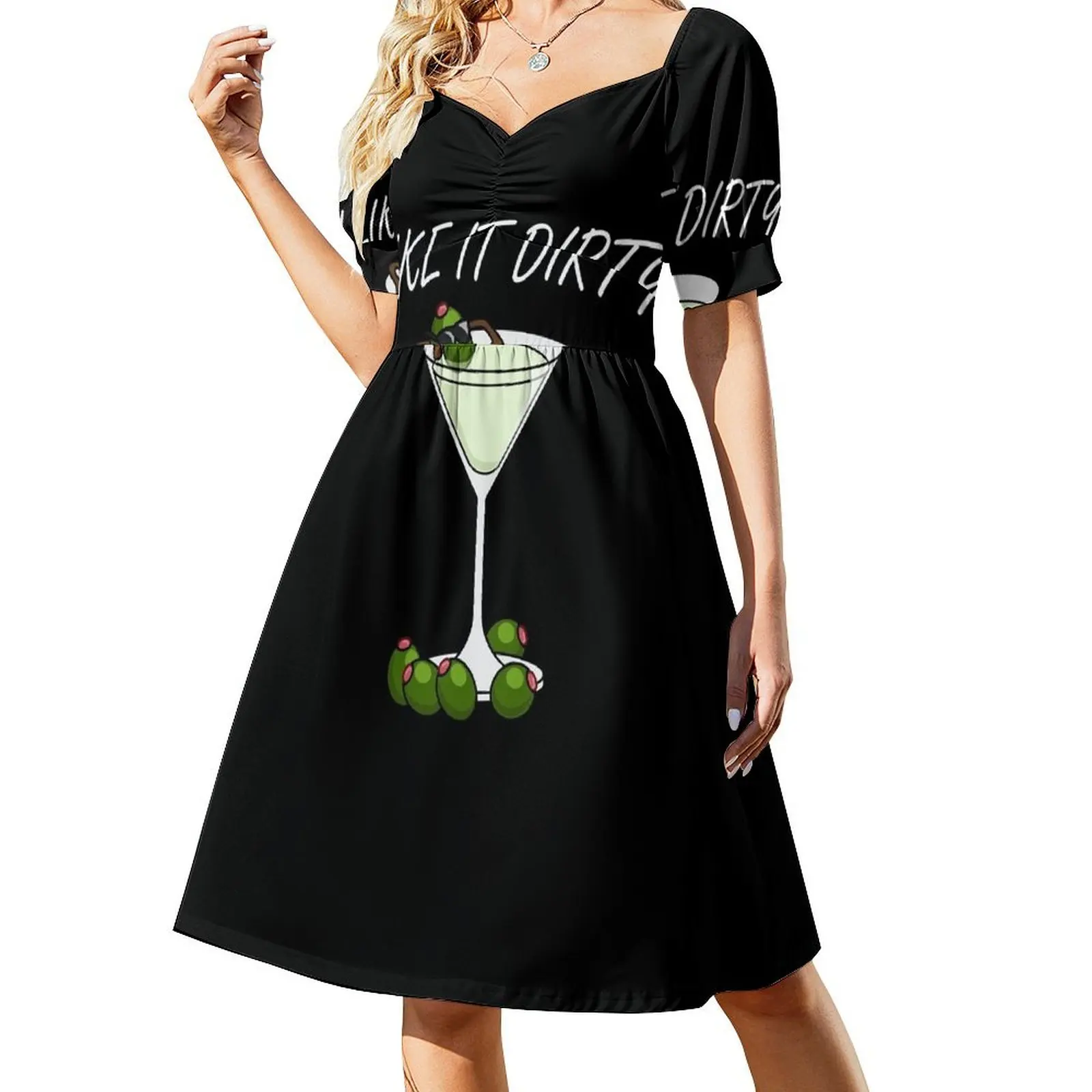 I Like It Dirty Martini Lover Cocktail Drink Olive Martini Gear Short-Sleeved Dress sexy short dresses daring Aesthetic clothing