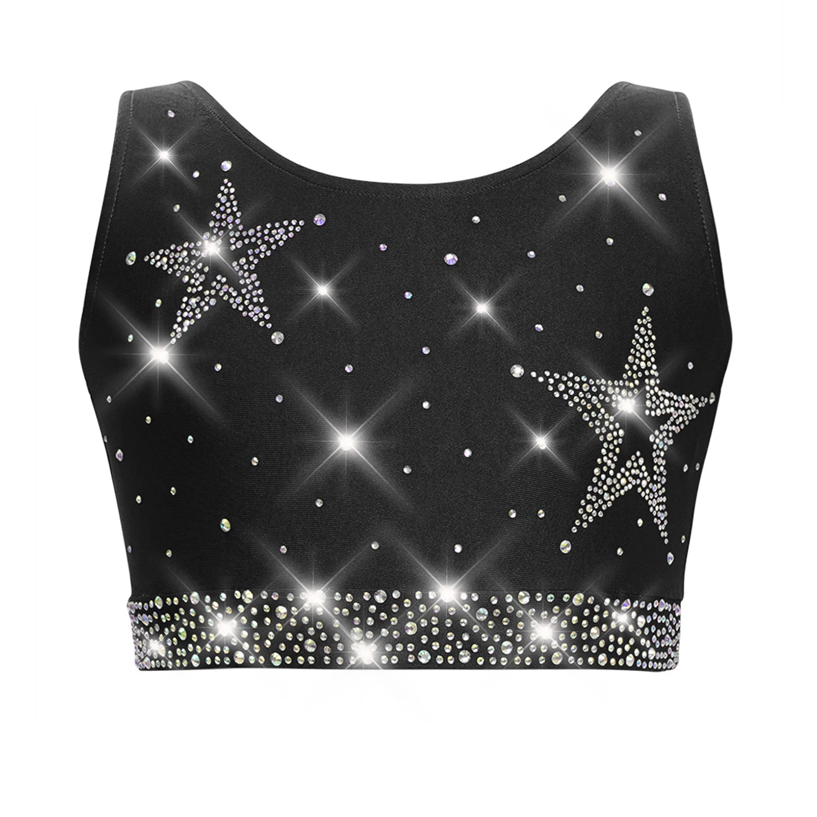 Girls Gymnastics Latin Ballet Dance Outfit U Neck Crisscross Back Cropped Vest and Shorts Gym Yoga Workout Performance Dancewear