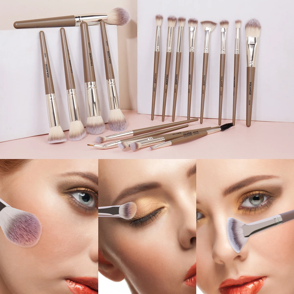 MAANGE Professionelle Geschenkbox, 18 Stück, Make-up-Pinsel, Gesicht, Augen, Schönheit, Pinsel für Foundation, Conceal, Lidschatten, Kontur, dichter, weicher Pinsel