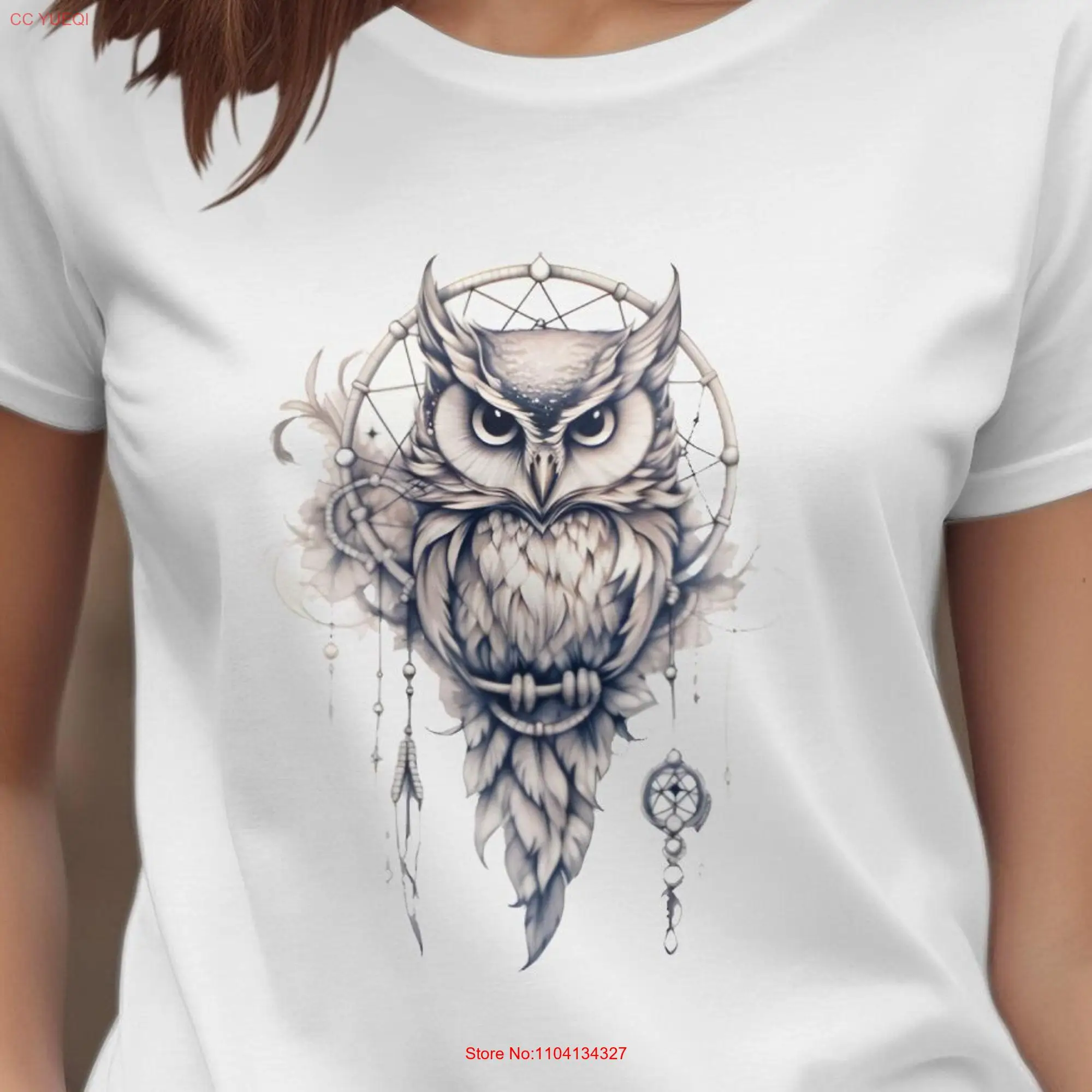 Owl T Shirt Wild bird tee lover Midjourney AI generated design dreamcatcher shirts  long or short sleeves