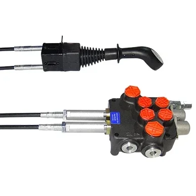 2P40 Hydraulic valve with Joystick and Cables 2 METER LONG bowden cable control lever