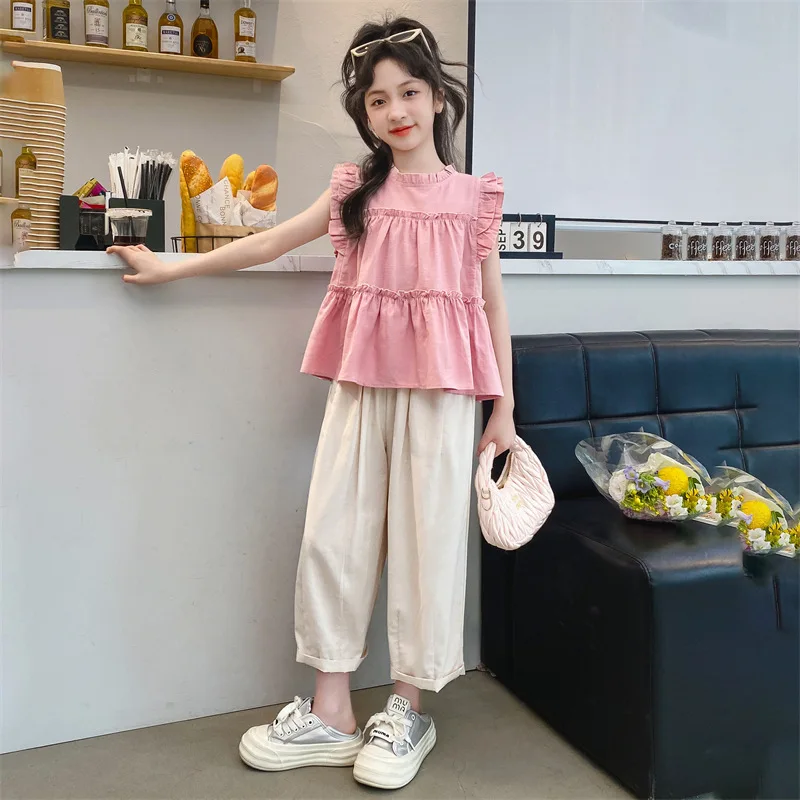 

11 Girls Clothes Set 10 Summer Solid Color Vest + Short Pants 2 PCS Children Clothing for Girl Teen Kids Girls Clothes 8 12 Year