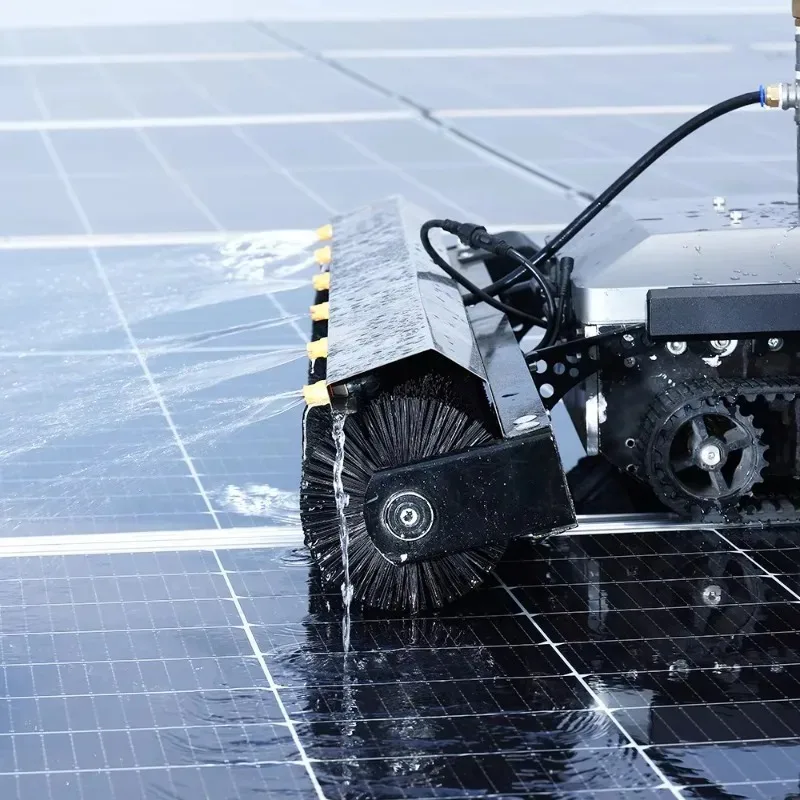 Crawler Solar Panel Cleaning System With Roller Brush Sweeping Auto Equipment For PV Module Complete Efficient Dust Removal