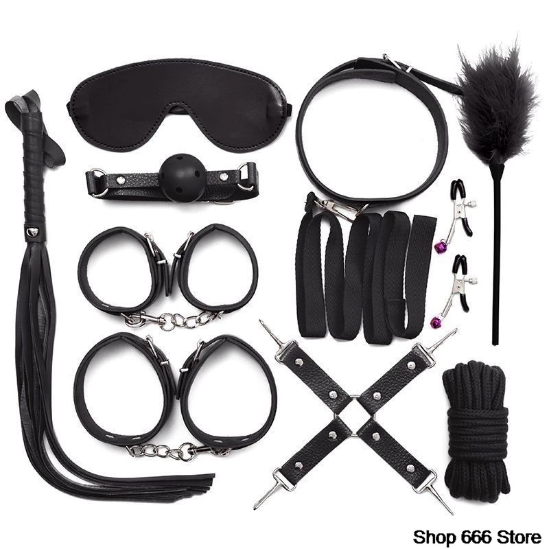 11Pcs BDSM Sex Bondage Restraints Kit Wrist to Ankle Handcuff Set Adult Sex Toys for Couples, Adjustable Bondage Tools SM Games