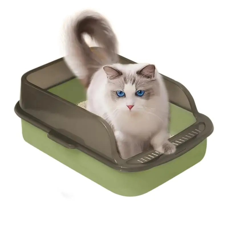 Open Top Litter Box Leak-Proof Open Top Hygienic Odor Control Cat Pan Easy To Clean Kitten Toilet High Sided Litter Box For Home