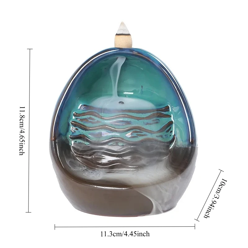 1pc Ceramic LED Incense Holder Waterfall Incense Burner, With 20pcs Incense Cones Aromatherapy Ornament Home Decor