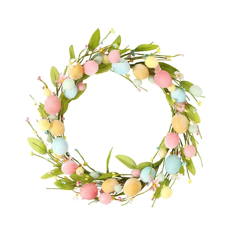 Creative Faux Easter Egg Wreath for Home Party Decor Door Hanging Pendant Simulation Spring Festival Ornament