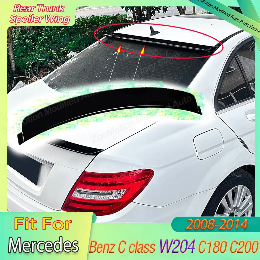 

For Mercedes Benz C Class W204 C180 C200 2008-2014 Rear Trunk Spoiler Wing Shark Fin Ducktail Body Kit Tuning Auto Parts Trim