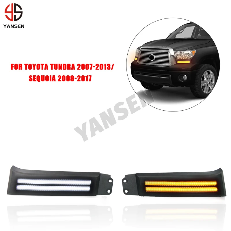 

LED Daytime Running Lights For Toyota Tundra 2007-2013 Sequoia 2008-2017 DRL Fog Lamp Car Front Bumper Lights Auto Parts