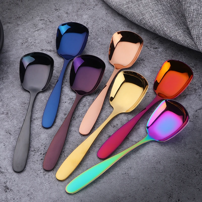 

3 Pcs/Set High Quality 18/10 Stainless Steel 3 Sizes Flat Spoons Dinnerware Set For Soup Stirring Spoon Kitchen Accessories