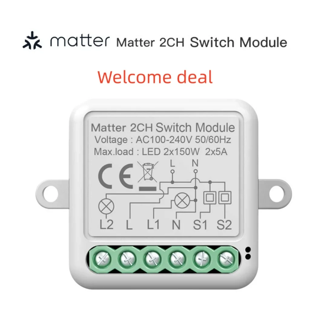 Matter WIFI Smart Switch Module Relay Breaker HomeKit Wireless Control Breaker Works With Siri Alexa Google Home Smart Home Life