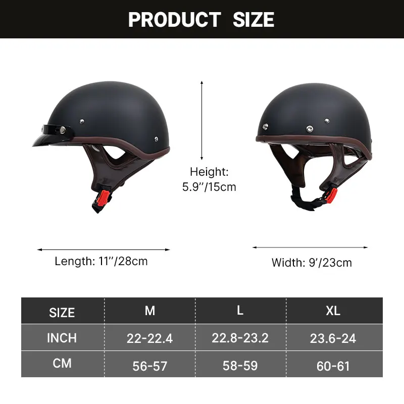 Men's Motor Helmet for Cruiser Scooter Chopper White Half Helmets German Retro Open Face Shell Moped Cap Four Seasons