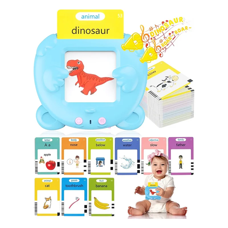 

EDT-Learning Flash Cards For Toddlers 2-4, Speech Therapy Toys, Educational Talking Flash Cards , 510 Sight Words Durable Blue