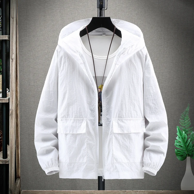 2024 Summer Hooded Light Jacket Men Sun Protection Clothing Fishing Clothes Quick Male Dry Skin Windbreaker Sunscreen Clothing