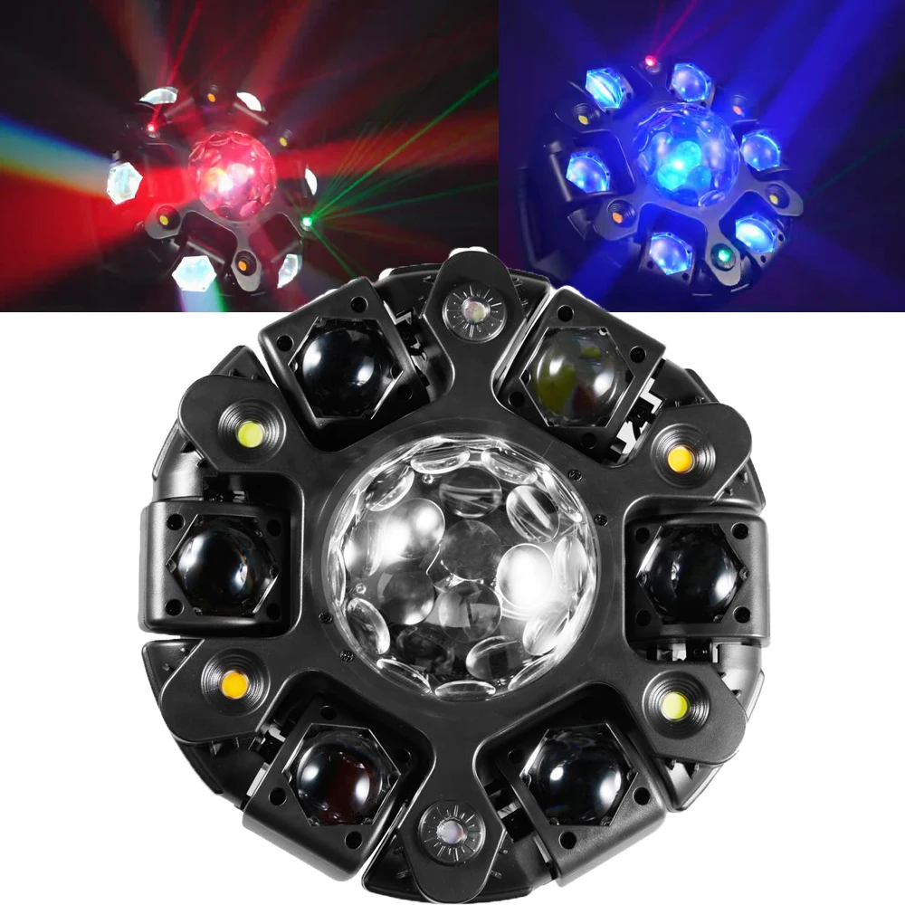 120W DJ Lighting 6 Arms Moving Head Stage Light Crystal Magic Ball Strobe Disco Effect Lighting  for Party Bar KTV Wedding